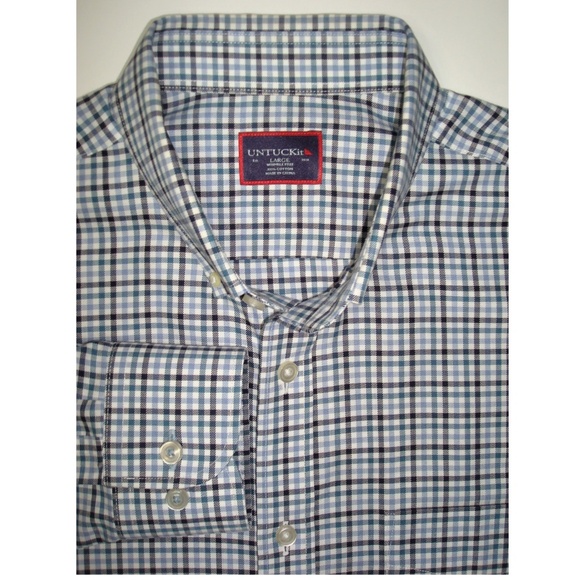 UNTUCKit Other - New! UNTUCKit Blue, Black & White Checked Wrinkle-Free Long Sleeve Shirt